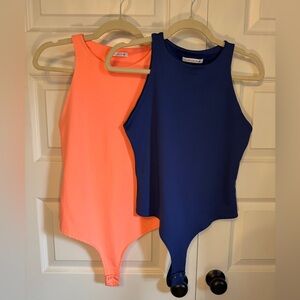 Stylish Orange and Blue Bodysuit Set
